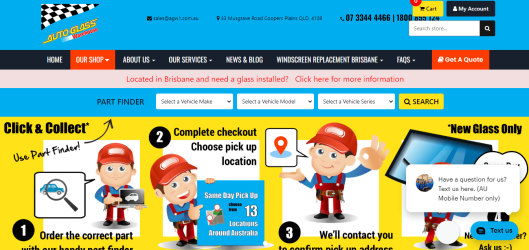 Auto Glass Warehouse webpage pic