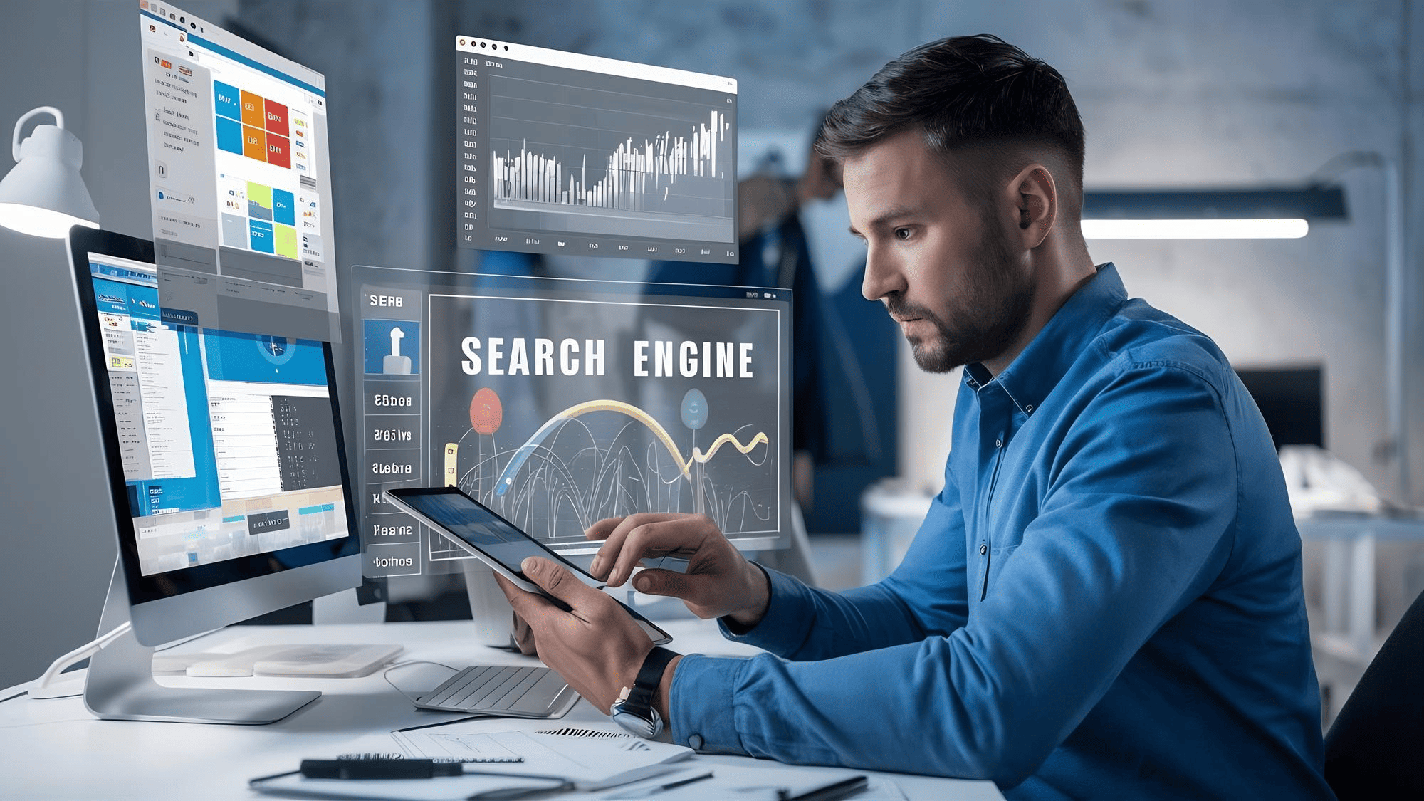 Man monitoring SEO data
